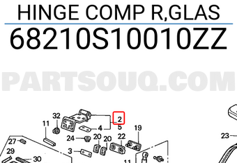 Honda 68210S10010ZZ HINGE COMP R,GLAS