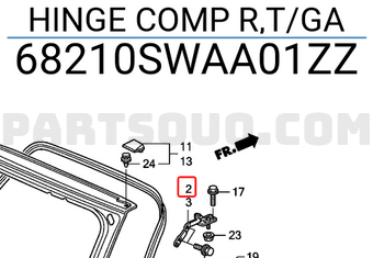 Honda 68210SWAA01ZZ HINGE COMP R,T/GA