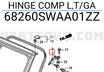 Honda 68260SWAA01ZZ HINGE COMP L,T/GA