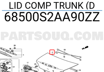 Honda 68500S2AA90ZZ LID COMP TRUNK (D