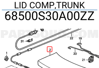 Honda 68500S30A00ZZ LID COMP,TRUNK