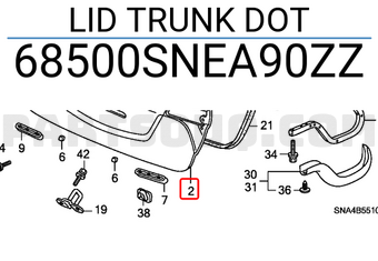 Honda 68500SNEA90ZZ LID TRUNK DOT