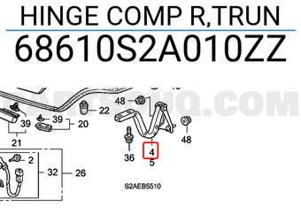 Honda 68610S2A010ZZ HINGE COMP R,TRUN