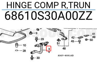 Honda 68610S30A00ZZ HINGE COMP R,TRUN