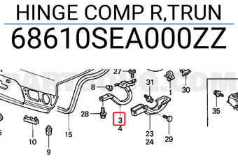 Honda 68610SEA000ZZ HINGE COMP R,TRUN