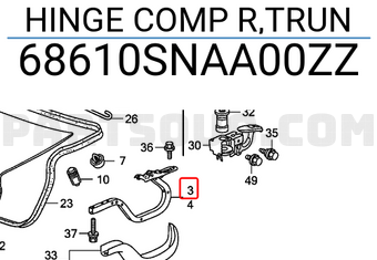 Honda 68610SNAA00ZZ HINGE COMP R,TRUN