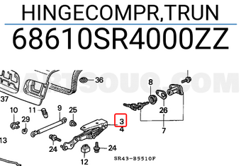 Honda 68610SR4000ZZ HINGECOMPR,TRUN