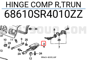 Honda 68610SR4010ZZ HINGE COMP R,TRUN
