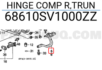 Honda 68610SV1000ZZ HINGE COMP R,TRUN