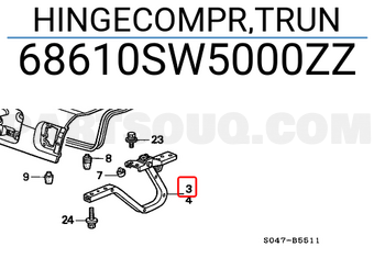 Honda 68610SW5000ZZ HINGECOMPR,TRUN