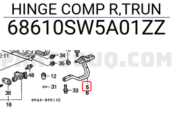 Honda 68610SW5A01ZZ HINGE COMP R,TRUN
