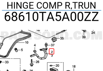 Honda 68610TA5A00ZZ HINGE COMP R,TRUN