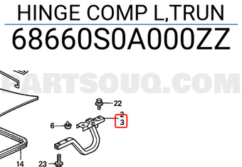 Honda 68660S0A000ZZ HINGE COMP L,TRUN
