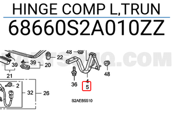 Honda 68660S2A010ZZ HINGE COMP L,TRUN