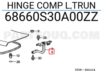 Honda 68660S30A00ZZ HINGE COMP L,TRUN