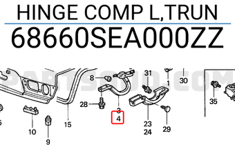 Honda 68660SEA000ZZ HINGE COMP L,TRUN