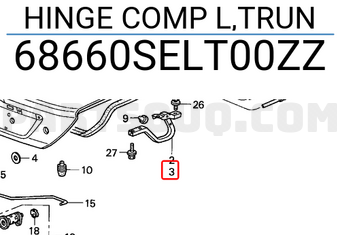 Honda 68660SELT00ZZ HINGE COMP L,TRUN