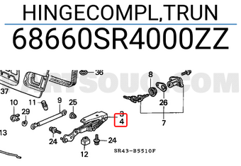 Honda 68660SR4000ZZ HINGECOMPL,TRUN