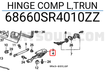 Honda 68660SR4010ZZ HINGE COMP L,TRUN