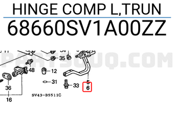 Honda 68660SV1A00ZZ HINGE COMP L,TRUN
