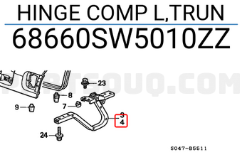 Honda 68660SW5010ZZ HINGE COMP L,TRUN