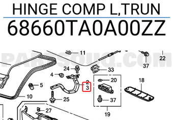 Honda 68660TA0A00ZZ HINGE COMP L,TRUN