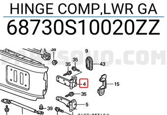 Honda 68730S10020ZZ HINGE COMP,LWR GA