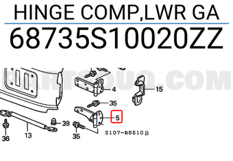 Honda 68735S10020ZZ HINGE COMP,LWR GA