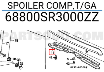 Honda 68800SR3000ZZ SPOILER COMP,T/GA