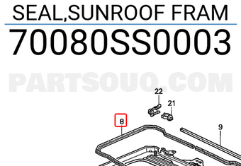 Honda 70080SS0003 SEAL,SUNROOF FRAM