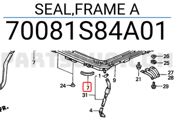 Honda 70081S84A01 SEAL,FRAME A