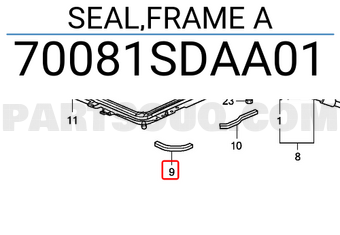 Honda 70081SDAA01 SEAL,FRAME A