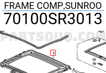 Honda 70100SR3013 FRAME COMP,SUNROO