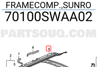 Honda 70100SWAA02 FRAMECOMP.,SUNRO