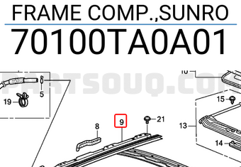 Honda 70100TA0A01 FRAME COMP.,SUNRO