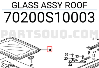 Honda 70200S10003 GLASS ASSY ROOF