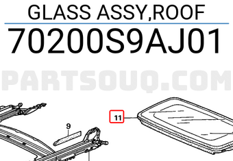 Honda 70200S9AJ01 GLASS ASSY,ROOF