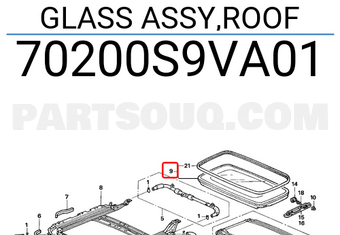 Honda 70200S9VA01 GLASS ASSY,ROOF