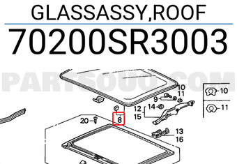 Honda 70200SR3003 GLASSASSY,ROOF