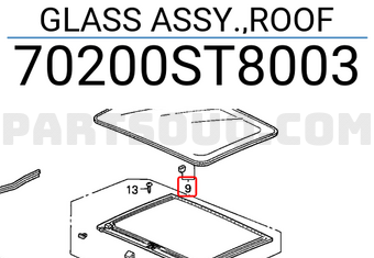 Honda 70200ST8003 GLASS ASSY.,ROOF
