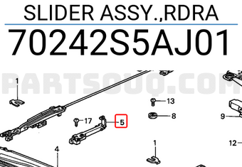 Honda 70242S5AJ01 SLIDER ASSY.,RDRA