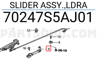 Honda 70247S5AJ01 SLIDER ASSY.,LDRA