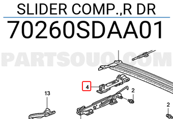 Honda 70260SDAA01 SLIDER COMP.,R DR