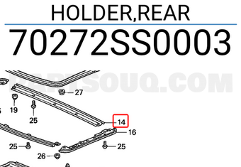 Honda 70272SS0003 HOLDER,REAR