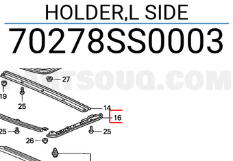 Honda 70278SS0003 HOLDER,L SIDE