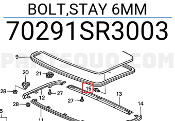 Honda 70291SR3003 BOLT,STAY 6MM