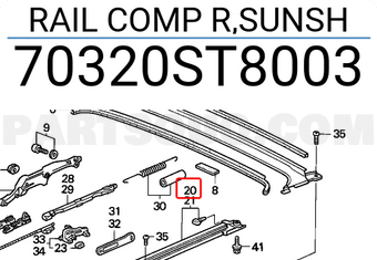 Honda 70320ST8003 RAIL COMP R,SUNSH