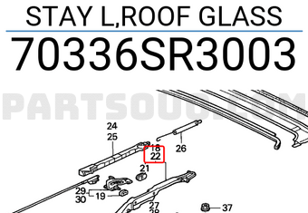 Honda 70336SR3003 STAY L,ROOF GLASS