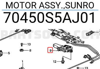 Honda 70450S5AJ01 MOTOR ASSY.,SUNRO