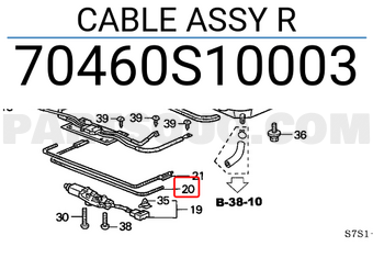 Honda 70460S10003 CABLE ASSY R